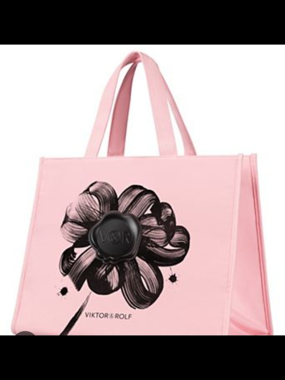 Viktor & Rolf Blush Pink Tote with Black Floral Motif